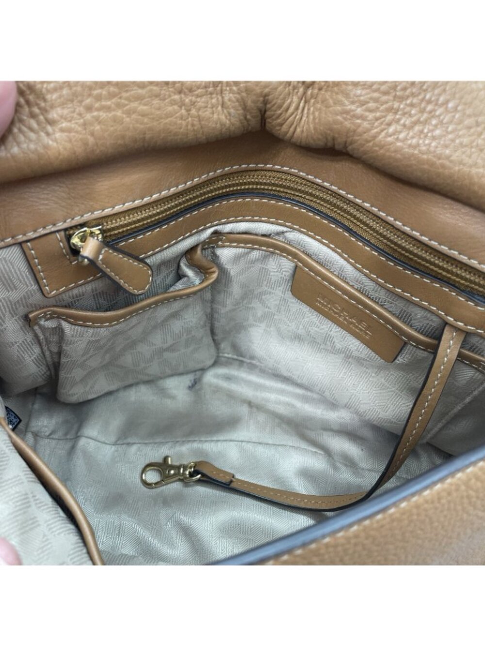 Michael Kors Romy Leather Crossbody Bag Saddle Messenger Pebbled‎ Leather Brown - Picture 9 of 16